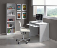 Scrivania Dayton, Scrittoio per ufficio con ripiano, Tavolo da studio porta PC da ufficio o cameretta, Tavolo da studio, cm 90x54h79, Bianco