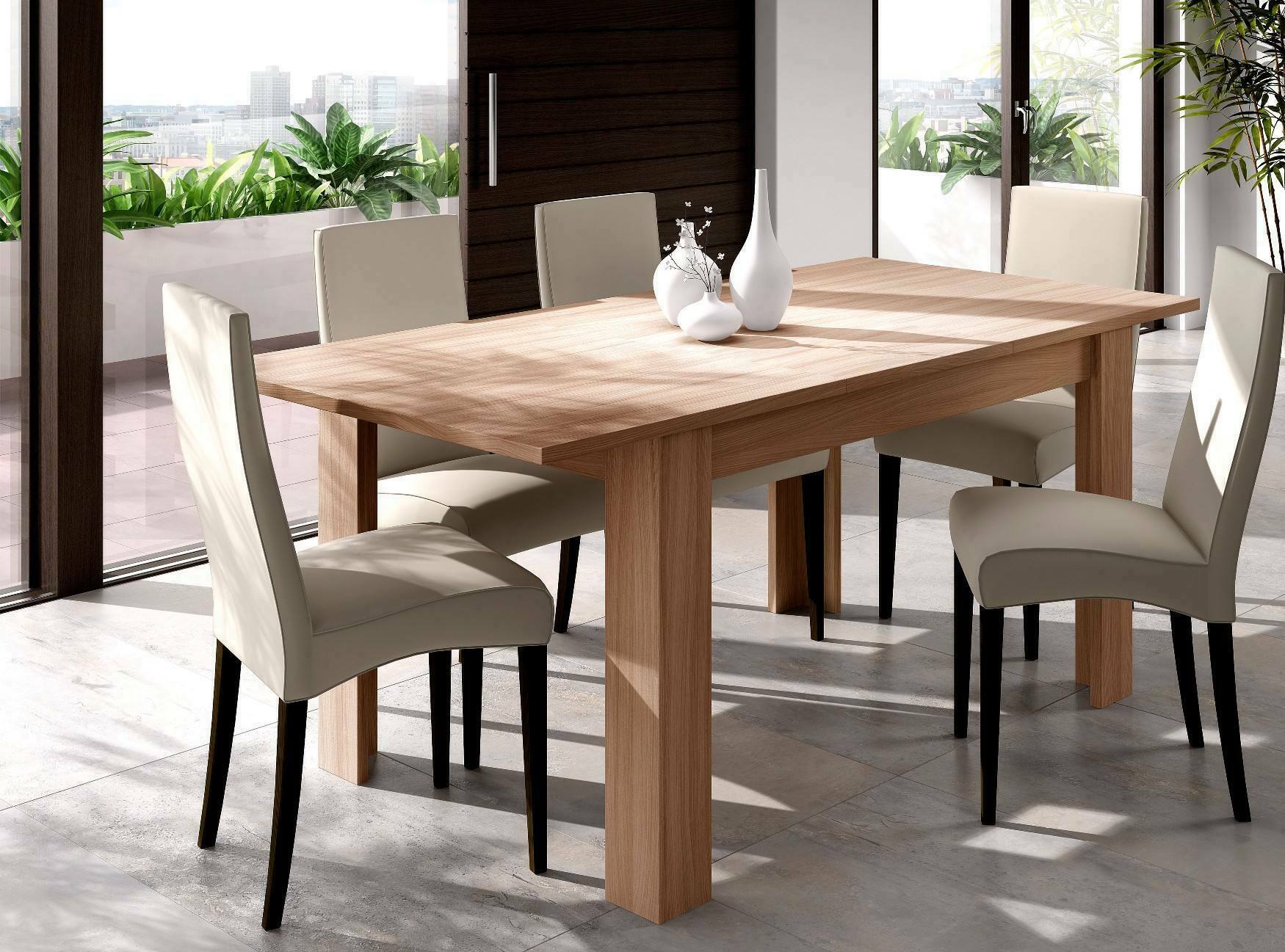 Tavolo allungabile Midland, Tavolo per sala da pranzo allungabile, Tavolo da pranzo estensibile con allunga, cm 140/190x90h78, Rovere