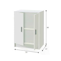 Armadio multiuso Memphis, Mobile ausiliario basso a 2 ante, Portascarpe a 1 ripiano, Armadietto multifunzione, cm 59x37h80, Bianco