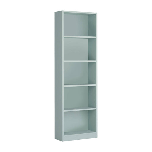 Libreria Pomona, Mobile portalibri alta a 5 ripiani, Scaffale da ufficio o cameretta, Scaffale moderno con scomparti, cm 52x25h80, Verde acqua