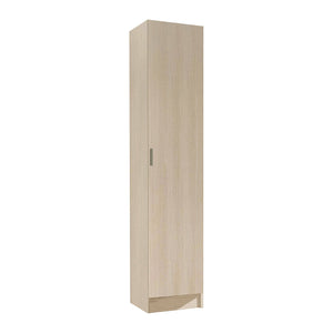 Armadio multiuso Clearwater, Mobile ausiliario a 1 anta, Guardaroba portascarpe con ripiani, Scarpiera verticale, cm 37x37h180, Rovere