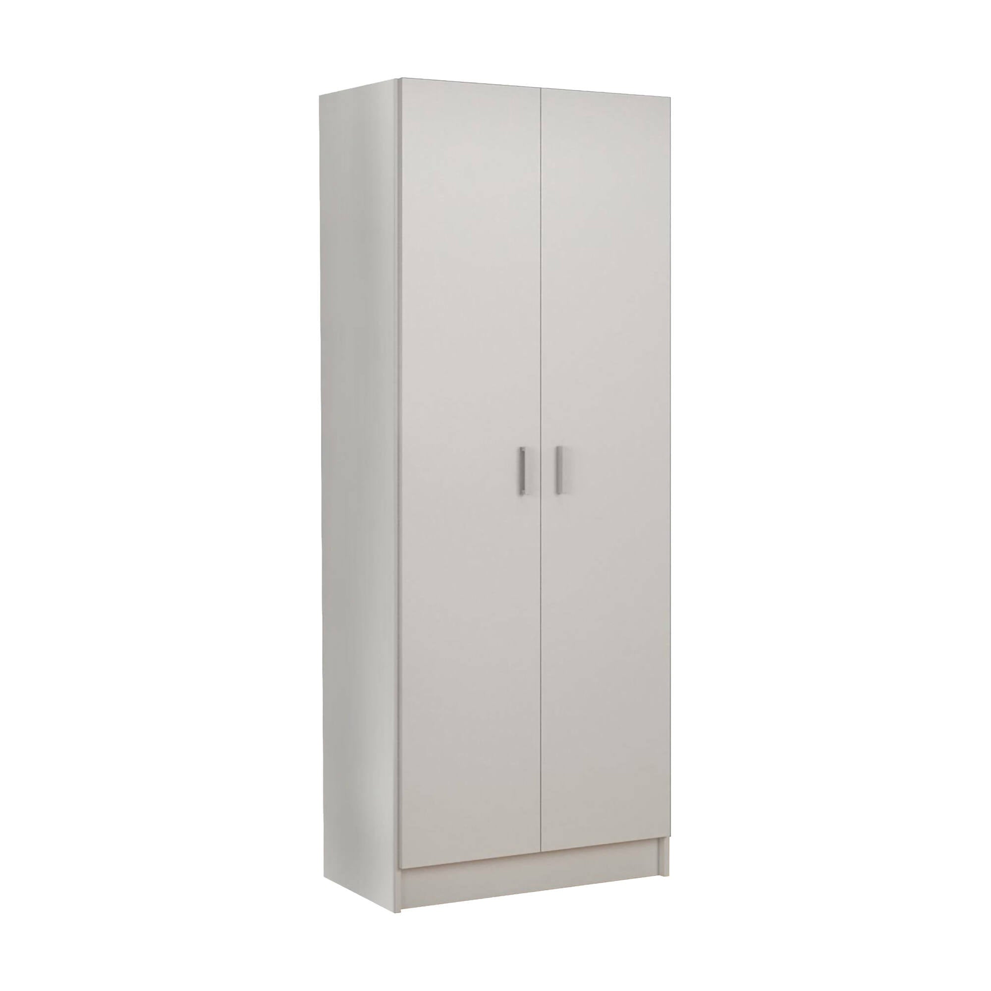 Armadio multiuso Charleston, Mobile portascope a 2 ante, Scarpiera con ripiani, Guardaroba portascope, cm73x37h180, Bianco