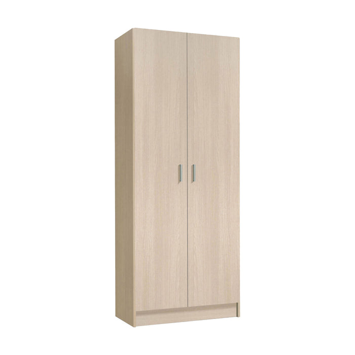 Armadio multiuso Charleston, Mobile portascope a 2 ante, Scarpiera con ripiani, Guardaroba portascope, cm73x37h180, Rovere