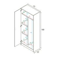 Armadio multiuso Charleston, Mobile portascope a 2 ante, Scarpiera con ripiani, Guardaroba portascope, cm73x37h180, Rovere