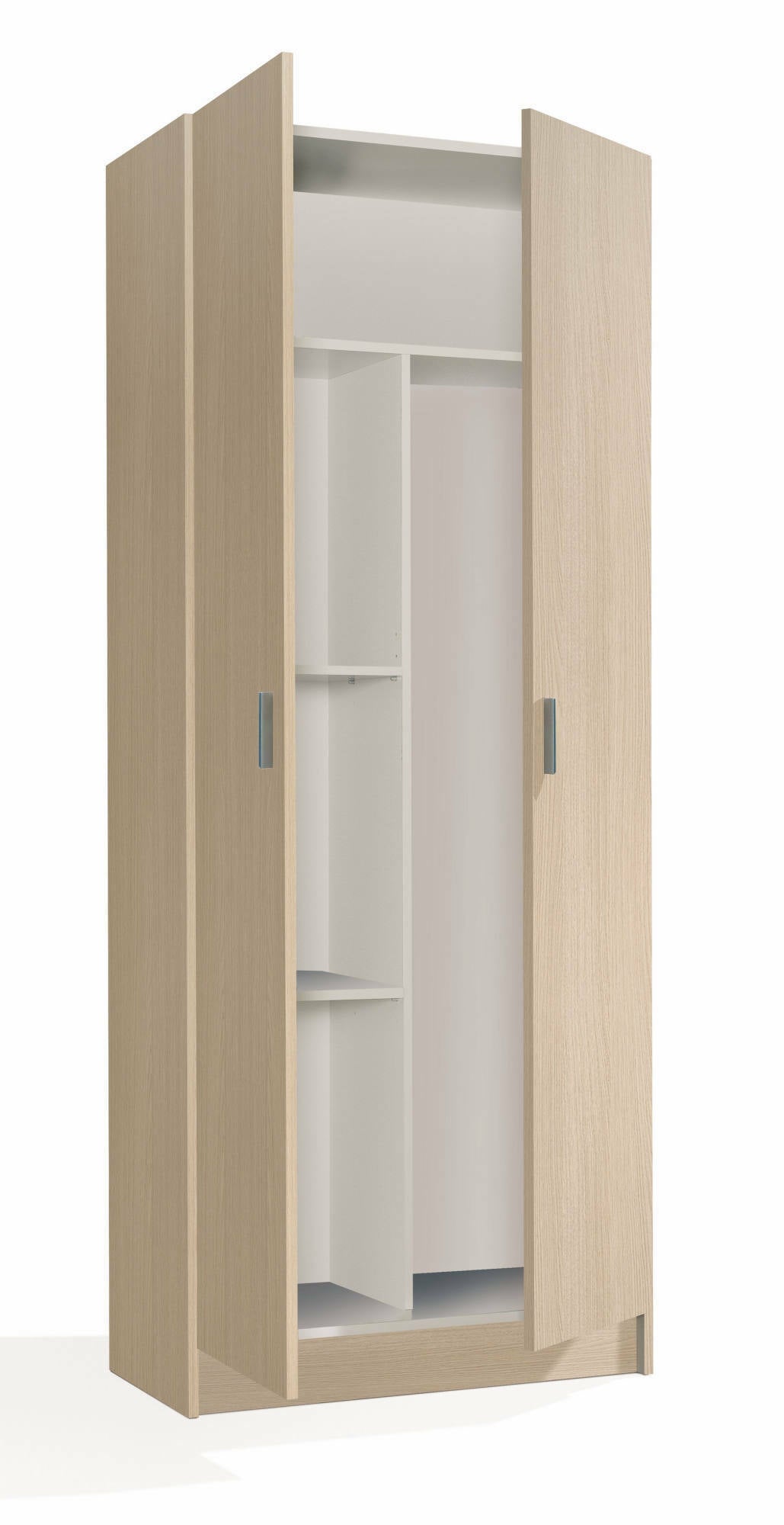 Armadio multiuso Charleston, Mobile portascope a 2 ante, Scarpiera con ripiani, Guardaroba portascope, cm73x37h180, Rovere