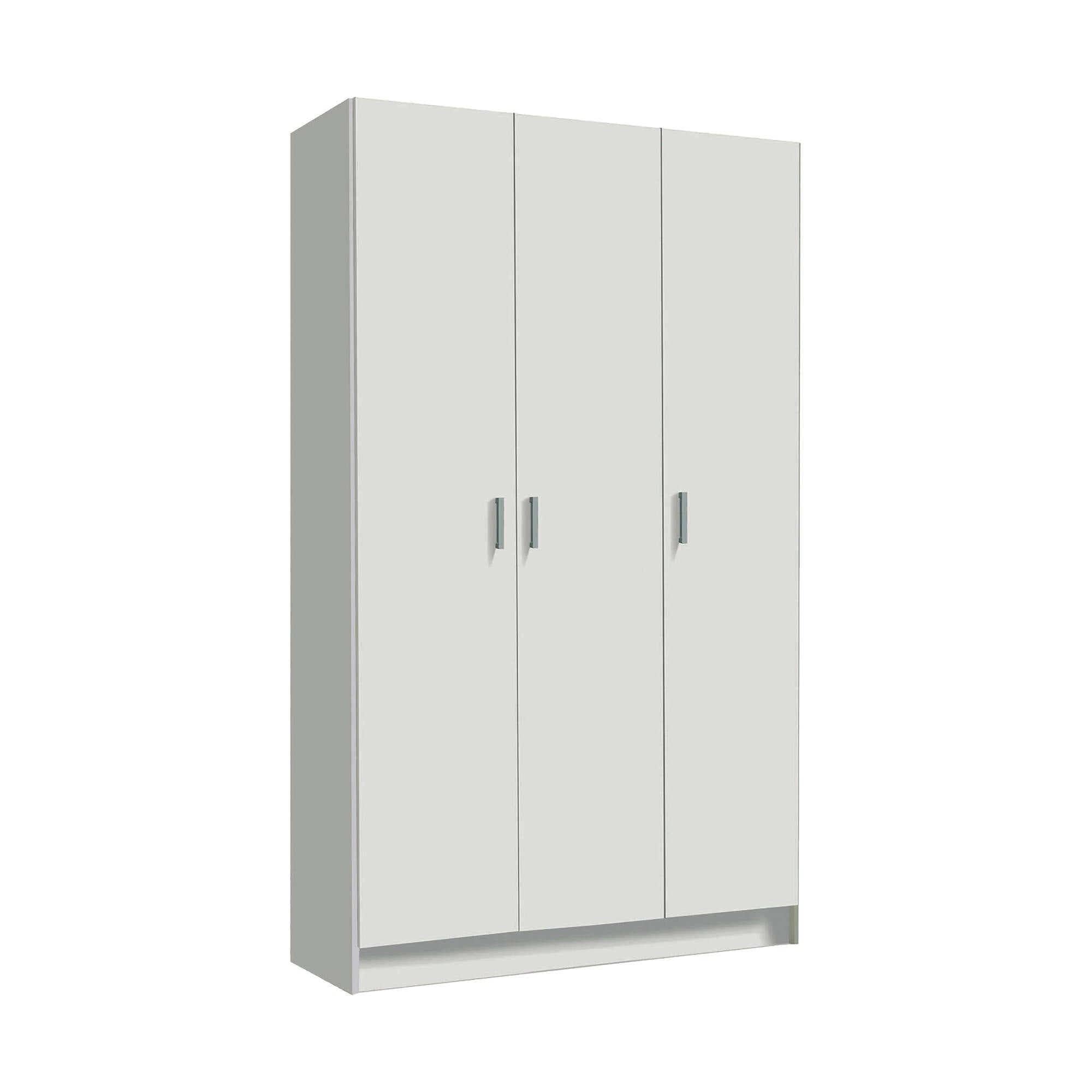 Armadio multiuso Beaumont, Mobile ausiliario a 3 ante, Guardaroba portascarpe, Guardaroba portascope, cm 109x37h180, Bianco