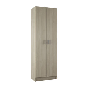 Armadio multiuso Salem, Mobile ausiliario a 2 ante, Portascarpe con 3 ripiani, Scarpiera alta moderna, cm 59x37h180, Rovere