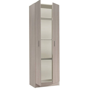 Armadio multiuso Salem, Mobile ausiliario a 2 ante, Portascarpe con 3 ripiani, Scarpiera alta moderna, cm 59x37h180, Rovere