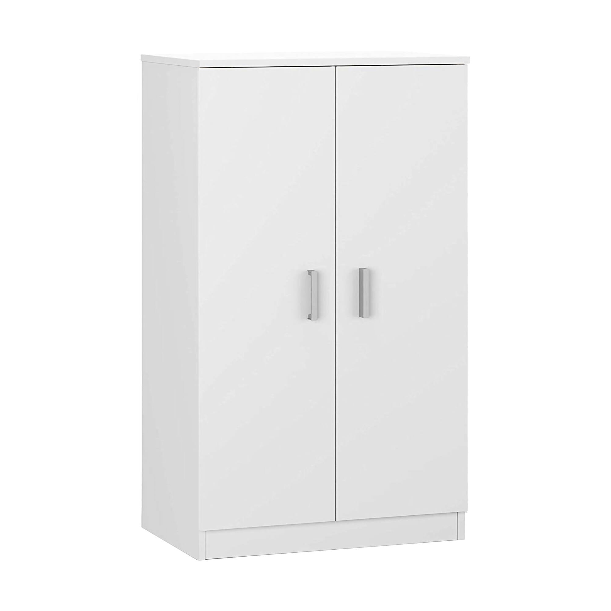 Armadio multiuso Norwalk, Armadio portascarpe a 2 ante, Mobile basso con 6 ripiani, Scarpiera bassa moderna, cm 75x36h101, Bianco