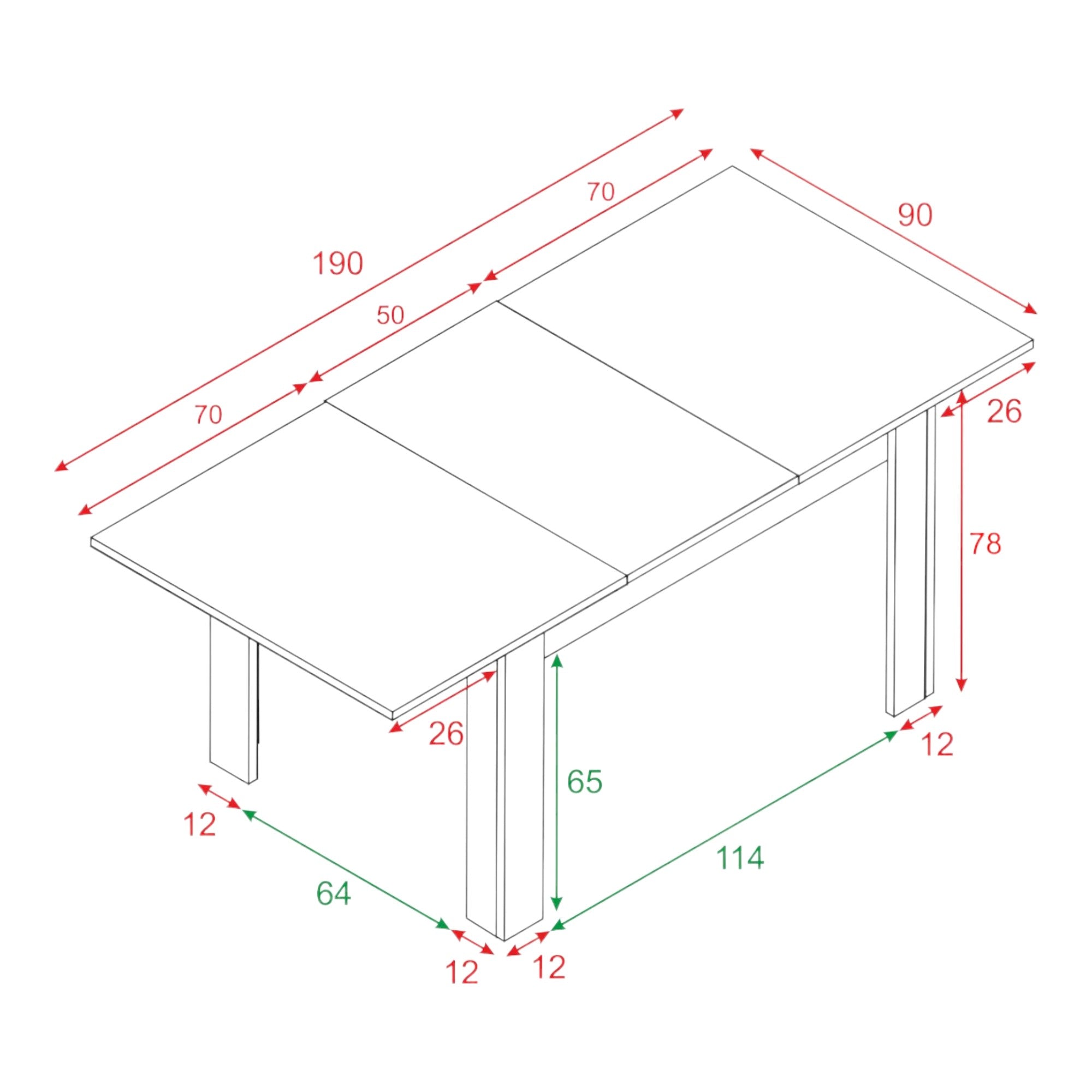 Tavolo allungabile Midland, Tavolo per sala da pranzo allungabile, Tavolo da pranzo estensibile con allunga, cm 140/190x90h78, Rovere e Bianco