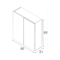 Mobile Pensile Bagno Lafayette, Mobile colonna per bagno, Armadietto sospeso, colore Bianco lucido, cm 60x21h65 - 2 ante