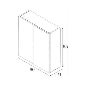 Mobile Pensile Bagno Lafayette, Mobile colonna per bagno, Armadietto sospeso, colore Bianco lucido, cm 60x21h65 - 2 ante