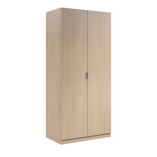 Guardaroba Orange, Armadio per camera da letto a 2 ante battenti, Mobile per camera da letto con 1 ripiano e barra appendiabiti, cm 82x52h180, Rovere