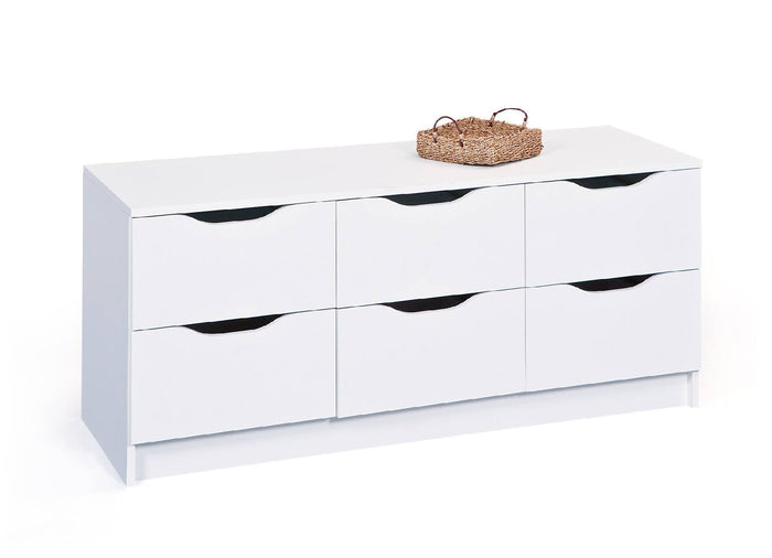 Cassettiera a sei cassetti, colore bianco, cm 50 x 40 x 120