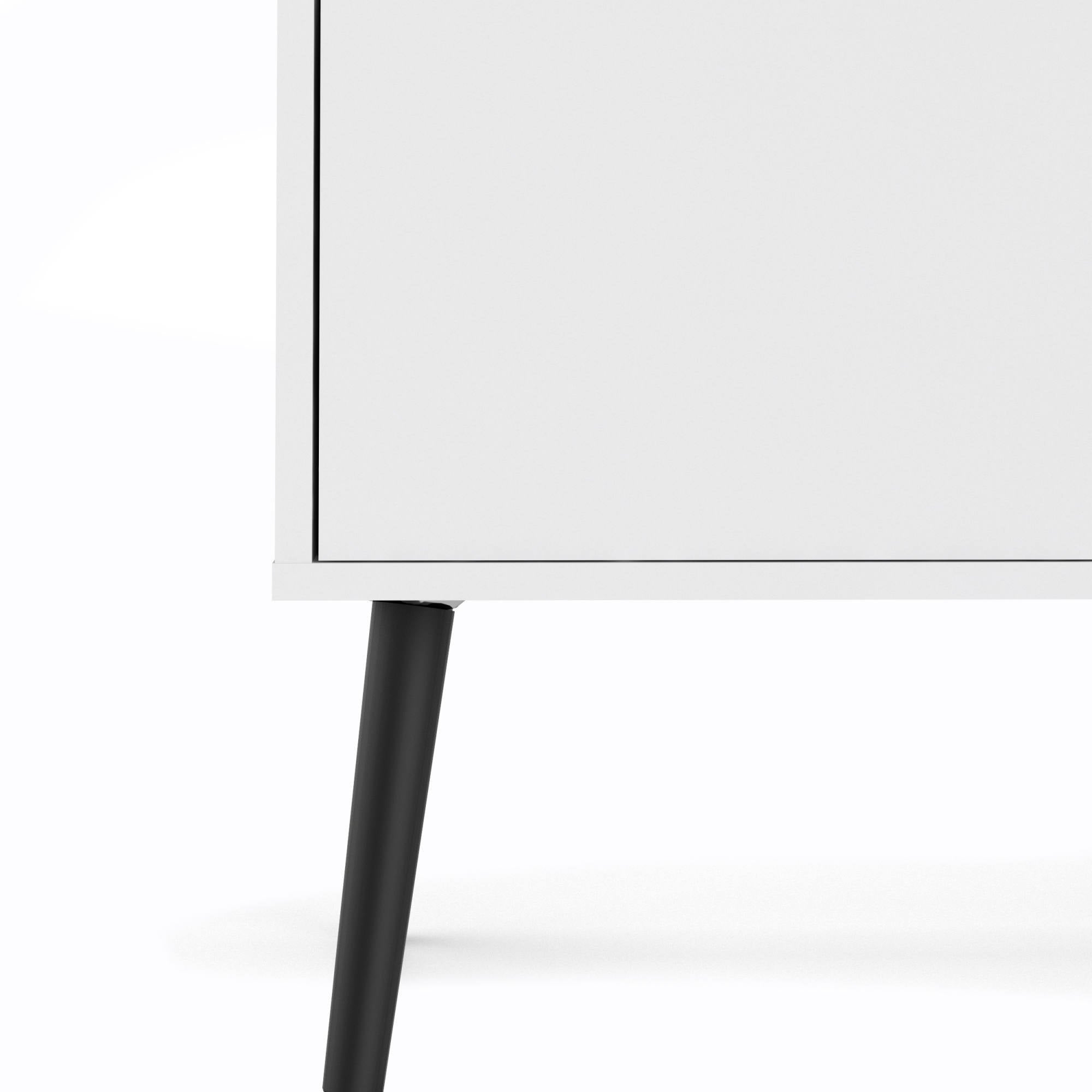 Credenza a tre a ante e tre cassetti, colore bianco e nero, Misure 195 x 81 x 39 cm