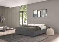 Talamo Italia Letto contenitore singolo Vivaldi, Made in Italy, Struttura in tessuto imbottito, Adatto a materasso 80x190 cm, Grigio