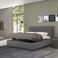 Talamo Italia Letto contenitore singolo Mozart, Made in Italy, Struttura in tessuto imbottito, Adatto a materasso 80x190 cm, Grigio