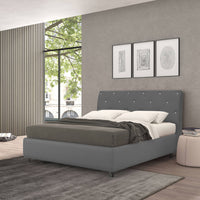 Talamo Italia Letto contenitore singolo Strauss, Made in Italy, Struttura in tessuto imbottito, Adatto a materasso 80x190 cm, Grigio