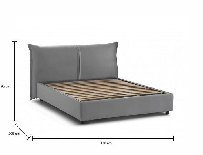 Letto matrimoniale Brunetta, Letto contenitore con rivestimento in tessuto, Made in Italy, Apertura frontale, adatto per materasso 160x190 cm, Grigio