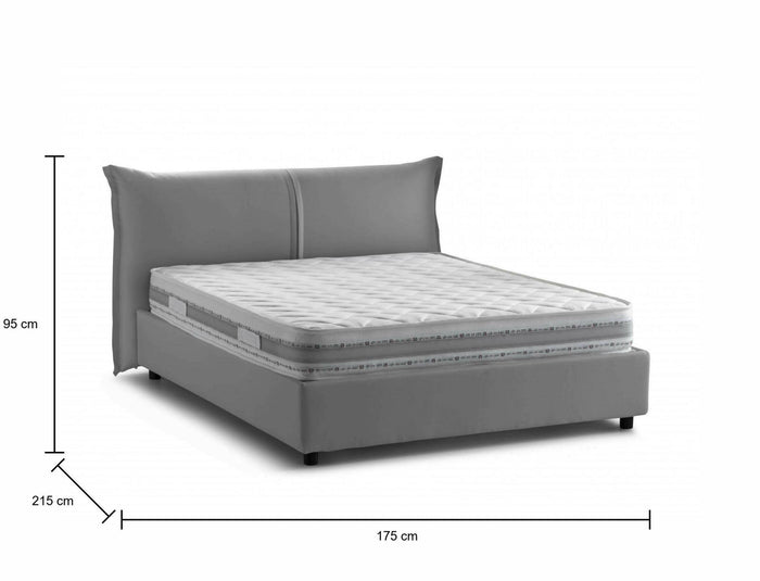 Letto matrimoniale Cloide, Letto contenitore con rivestimento in tessuto, Made in Italy, Apertura frontale, con materasso 160x200 cm incluso, Grigio