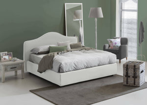 Letto matrimoniale Angiolina, Letto contenitore con rivestimento in tessuto, Made in Italy, Apertura frontale, adatto per materasso 160x190 cm, Bianco