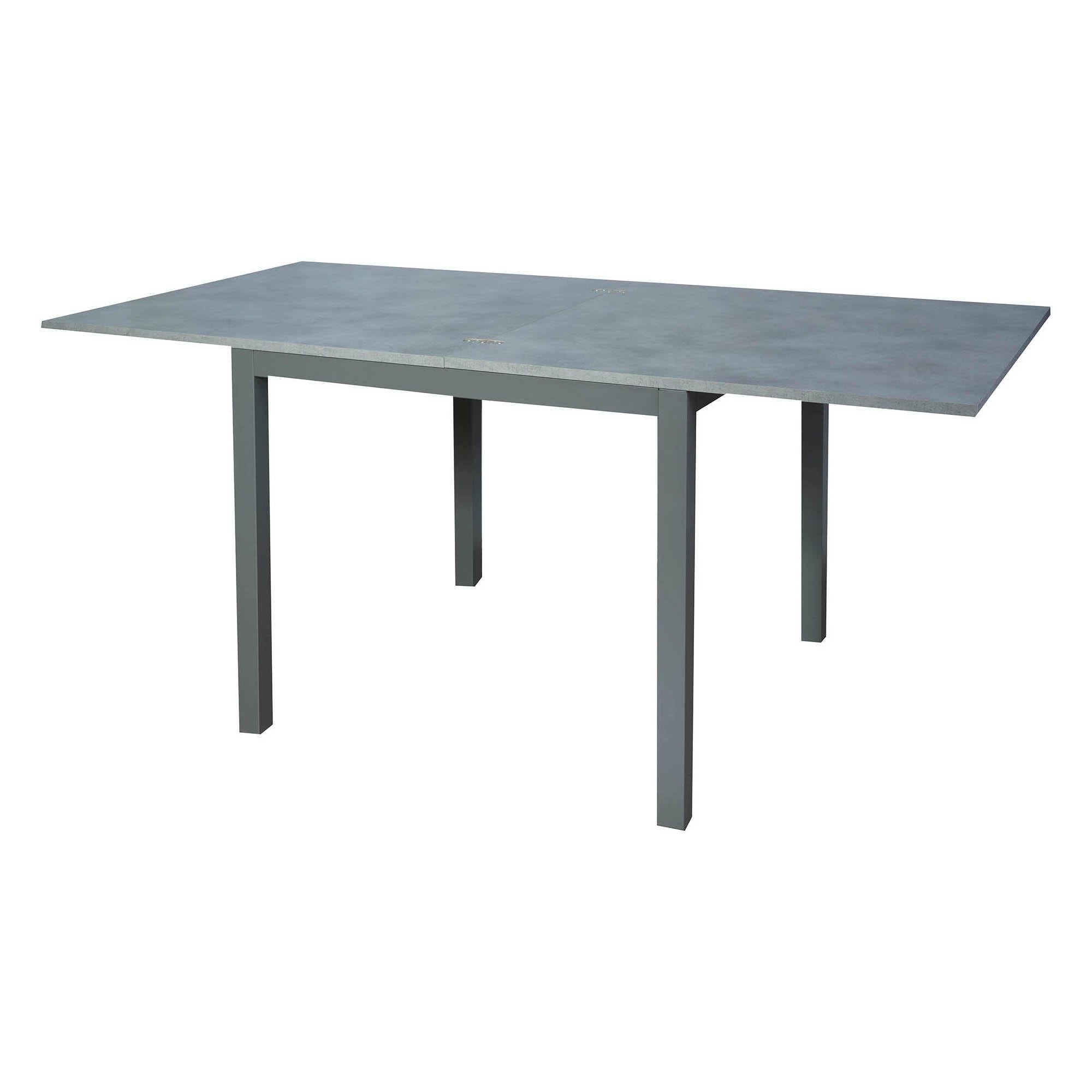 Tavolo allungabile AlcaladelR, Tavolo da pranzo estensibile, Consolle multiuso con allunghe in metallo con piano in laminato, Cm 90x90h76, Cemento