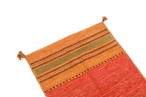 Tappeto moderno Kansas, stile kilim, 100% cotone, arancione, 90x60cm