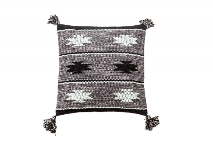 Tappeto moderno Chicago, stile kilim, 100% cotone, grigio, 45x45cm