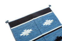 Tappeto moderno Chicago, stile kilim, 100% cotone, blu , 200x140cm