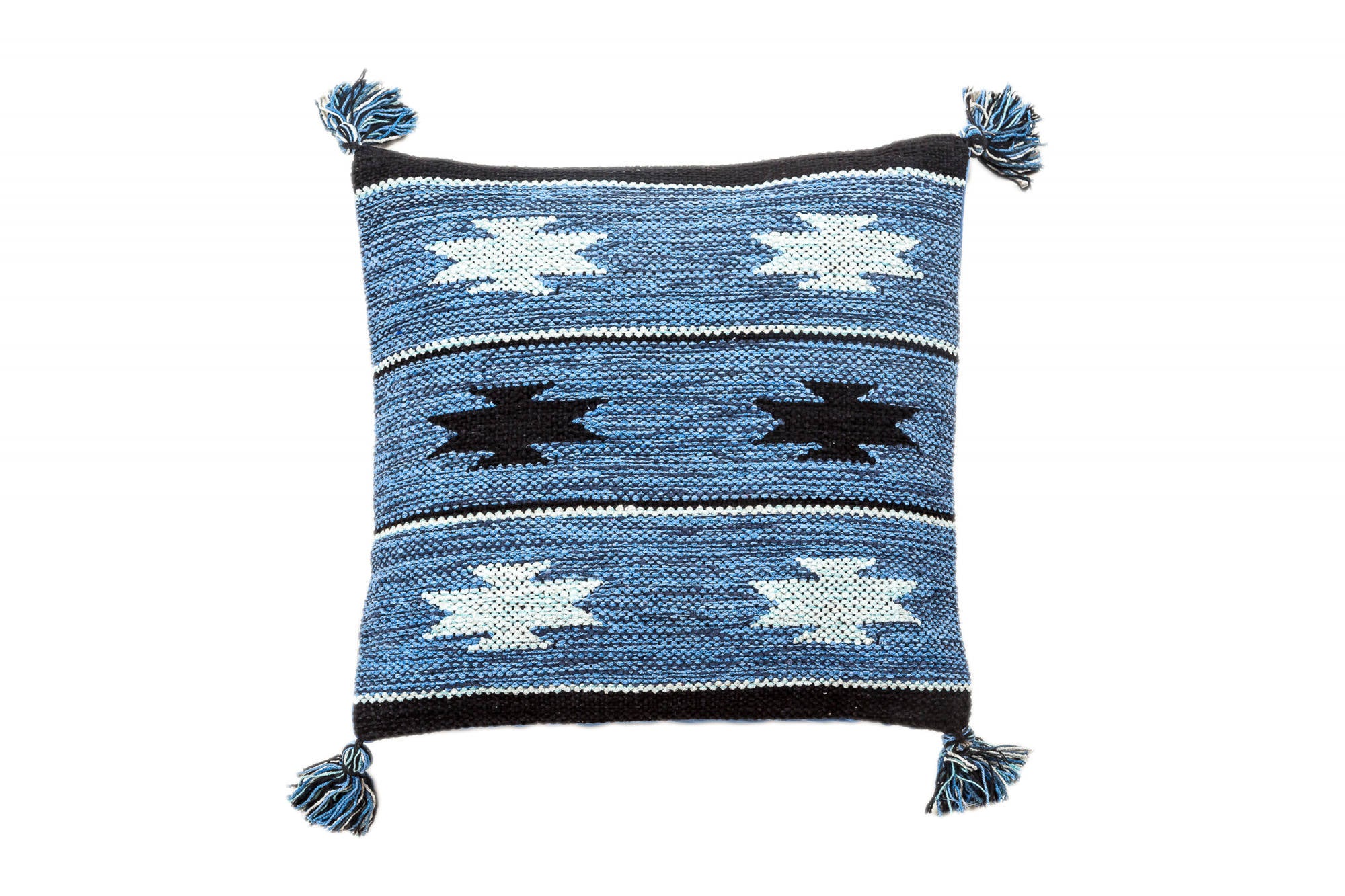 Tappeto moderno Chicago, stile kilim, 100% cotone, blu , 45x45cm