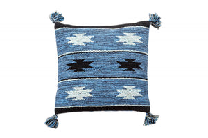 Tappeto moderno Chicago, stile kilim, 100% cotone, blu , 45x45cm