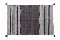 Tappeto moderno Kansas, stile kilim, 100% cotone, nero, 160x90cm