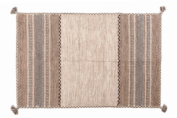 Tappeto moderno Kansas, stile kilim, 100% cotone, avorio, 200x140cm