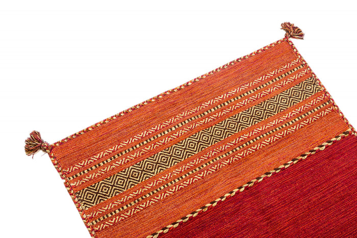 Tappeto moderno Kansas, stile kilim, 100% cotone, rosso, 170x120cm