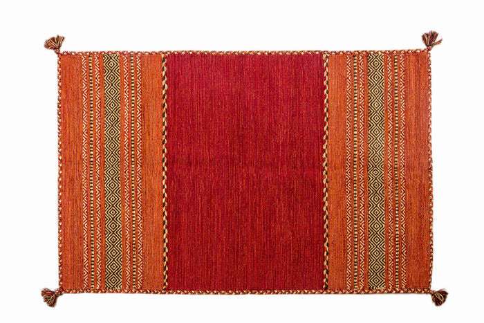 Tappeto moderno Kansas, stile kilim, 100% cotone, rosso, 170x120cm