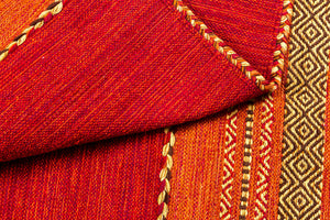 Tappeto moderno Kansas, stile kilim, 100% cotone, rosso, 170x120cm