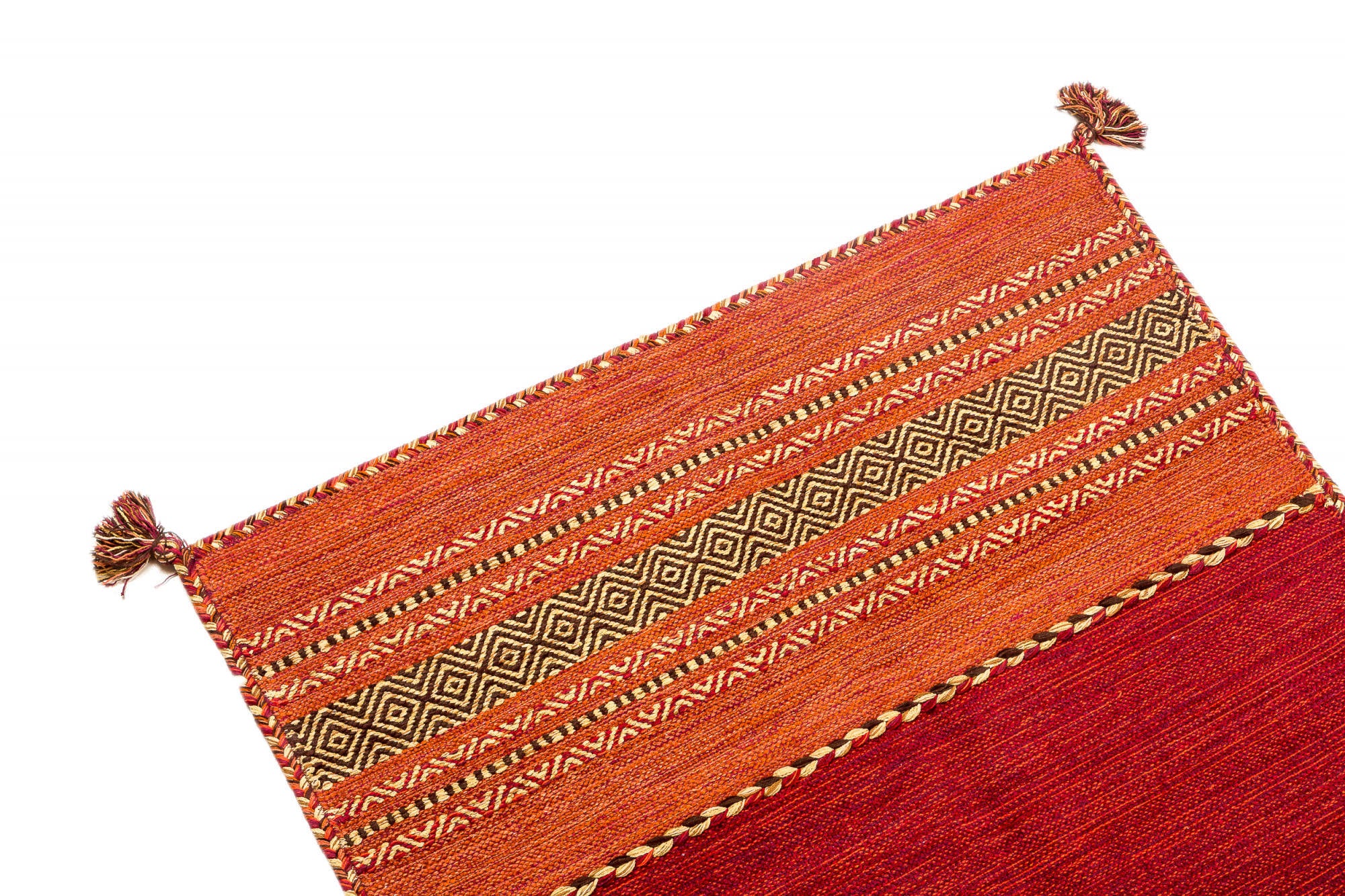 Tappeto moderno Kansas, stile kilim, 100% cotone, rosso, 200x140cm