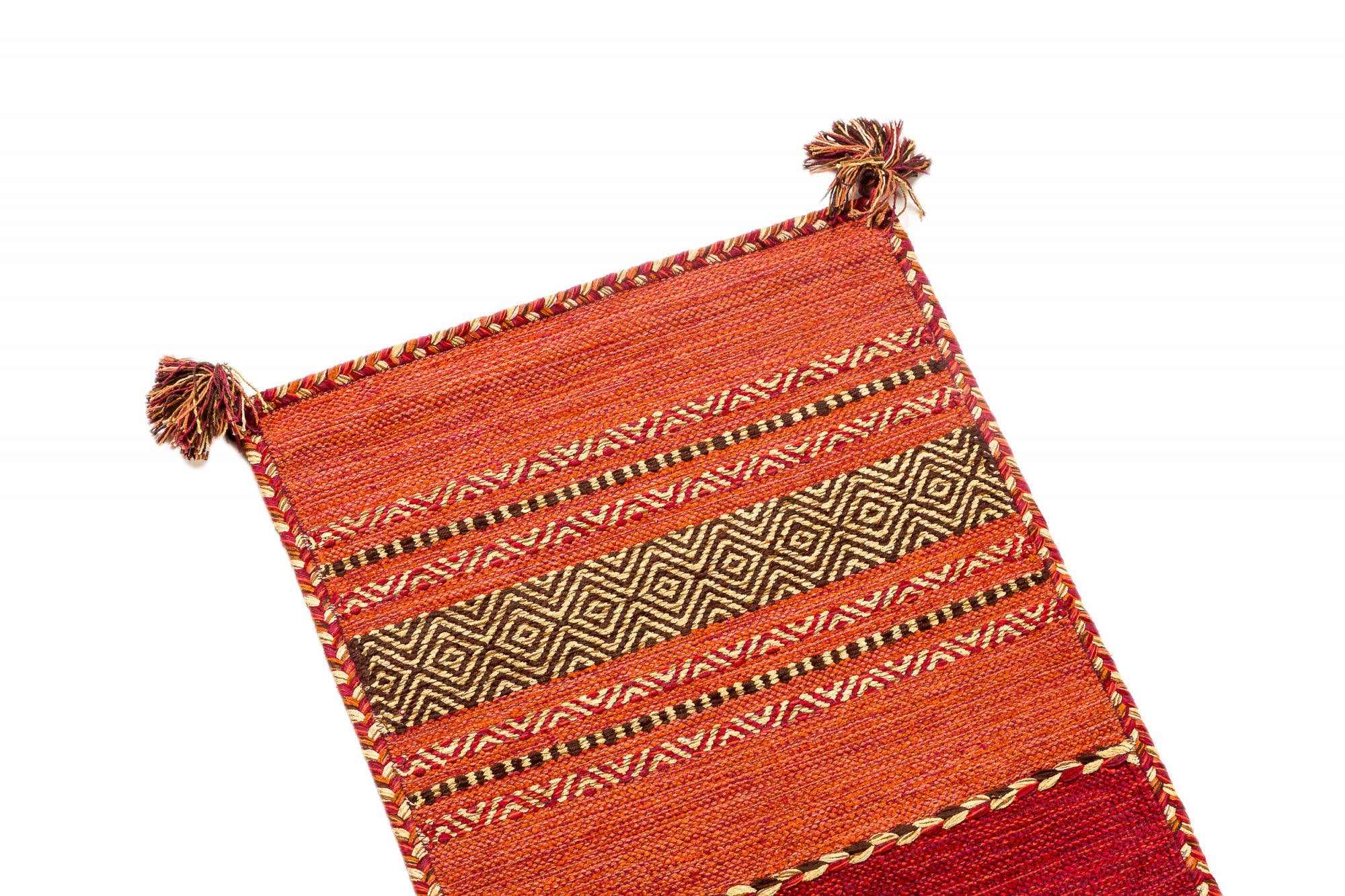 Tappeto moderno Kansas, stile kilim, 100% cotone, rosso, 200x60cm