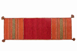 Tappeto moderno Kansas, stile kilim, 100% cotone, rosso, 200x60cm