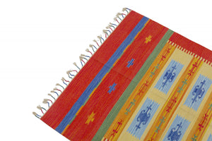 Tappeto moderno Seattle, stile kilim, 100% cotone, multicolore, 200x140cm