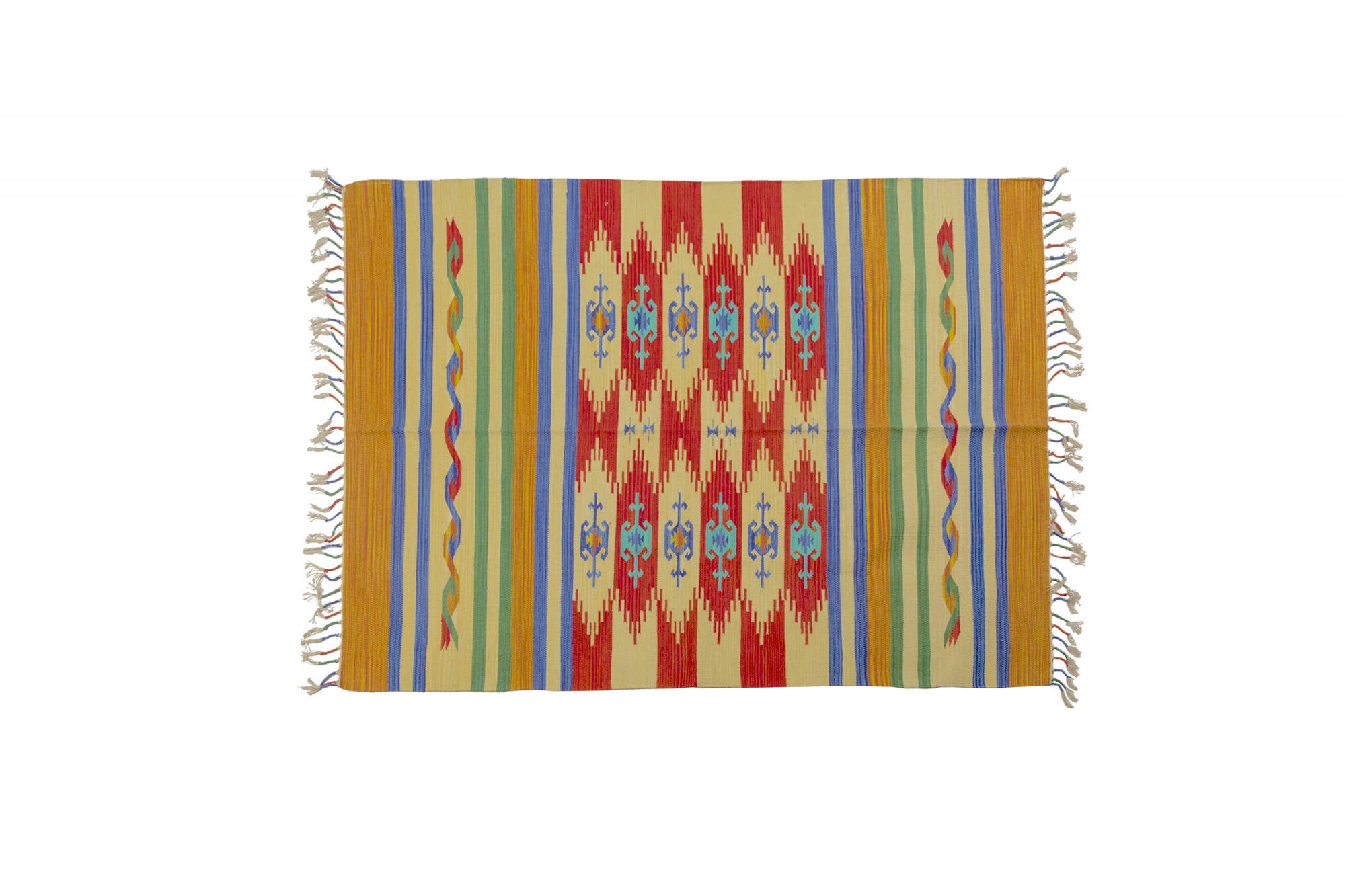 Tappeto moderno Seattle, stile kilim, 100% cotone, multicolore, 90x60cm