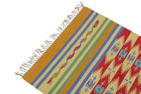 Tappeto moderno Seattle, stile kilim, 100% cotone, multicolore, 90x60cm