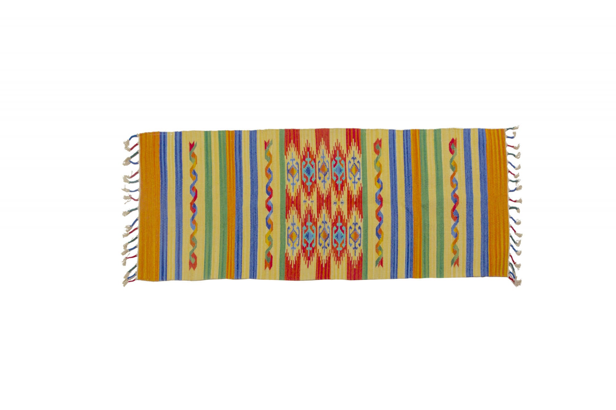 Tappeto moderno Seattle, stile kilim, 100% cotone, multicolore, 180x60cm