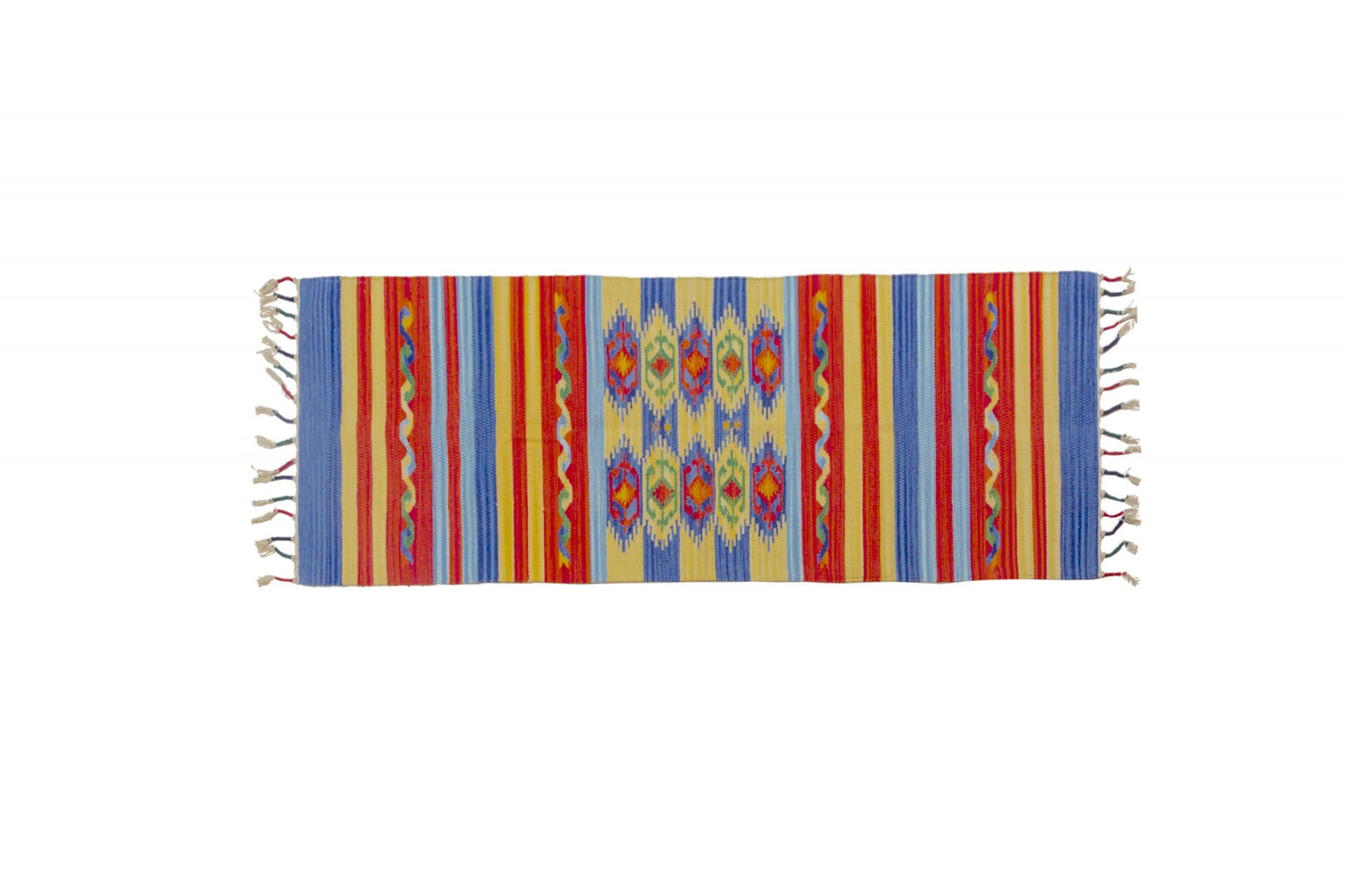 Tappeto moderno Seattle, stile kilim, 100% cotone, multicolore, 180x60cm