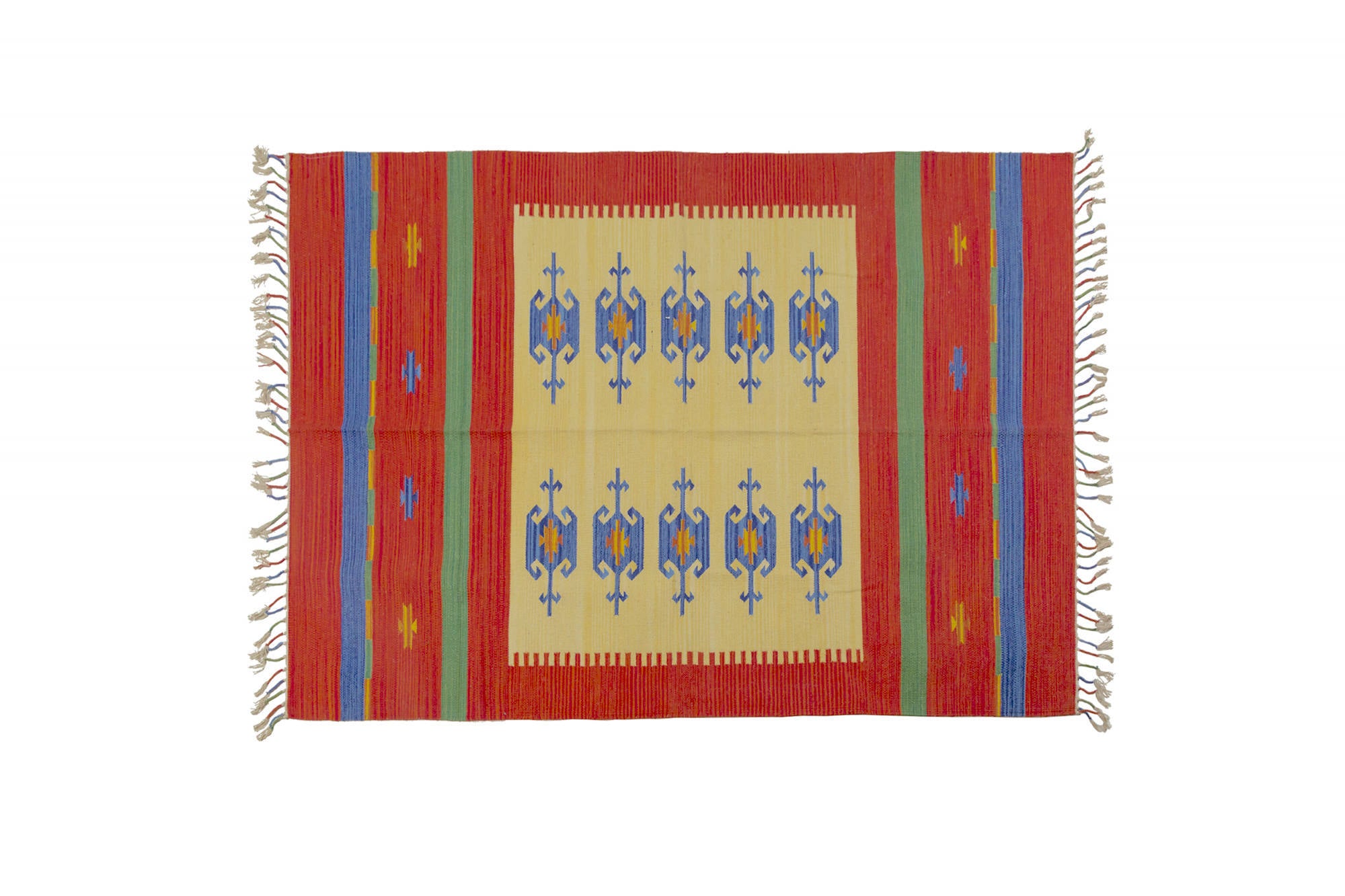 Tappeto moderno Seattle, stile kilim, 100% cotone, multicolore, 90x60cm