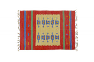 Tappeto moderno Seattle, stile kilim, 100% cotone, multicolore, 90x60cm