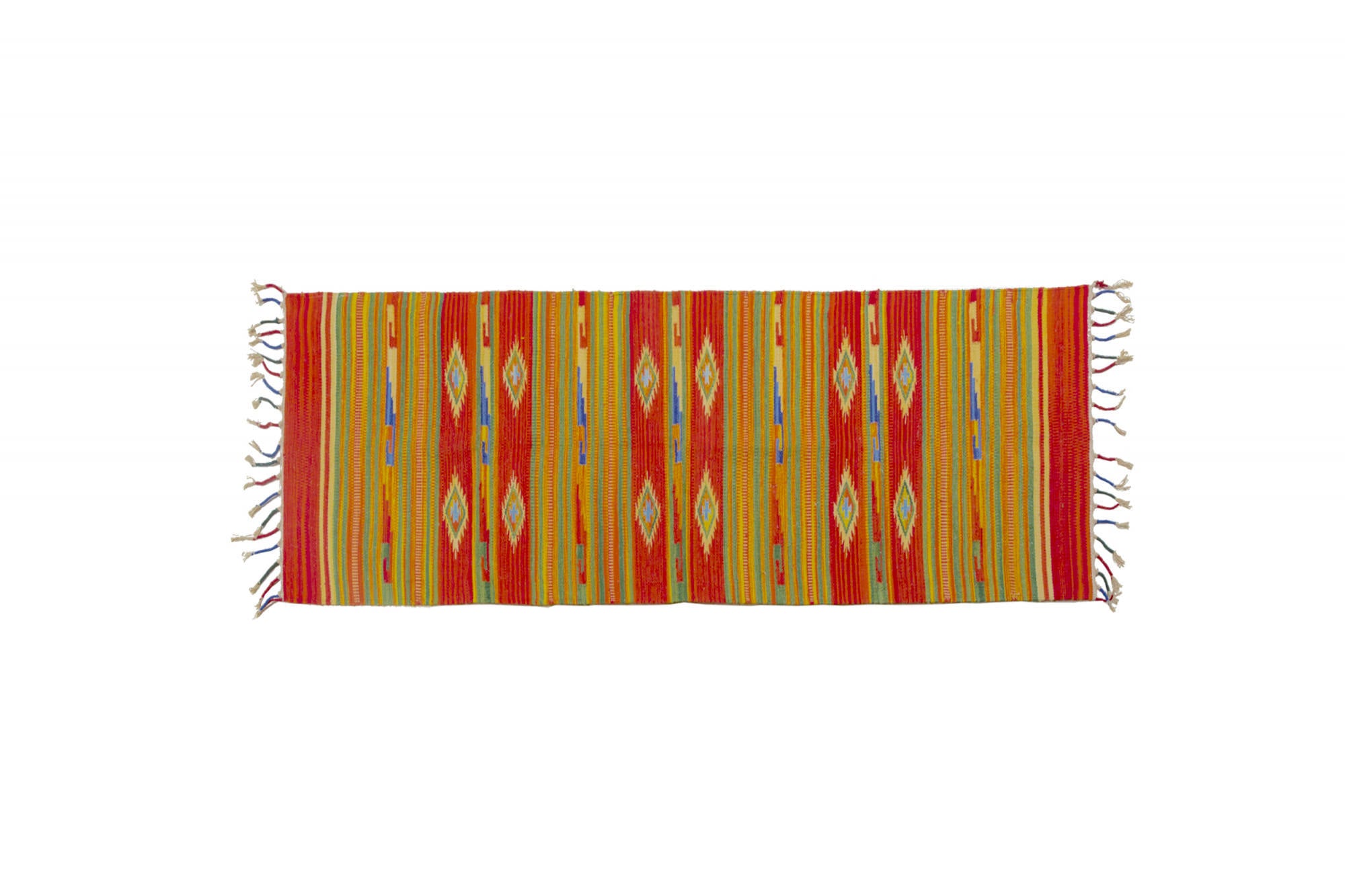 Tappeto moderno Seattle, stile kilim, 100% cotone, multicolore, 240x60cm