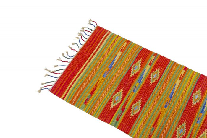 Tappeto moderno Seattle, stile kilim, 100% cotone, multicolore, 240x60cm