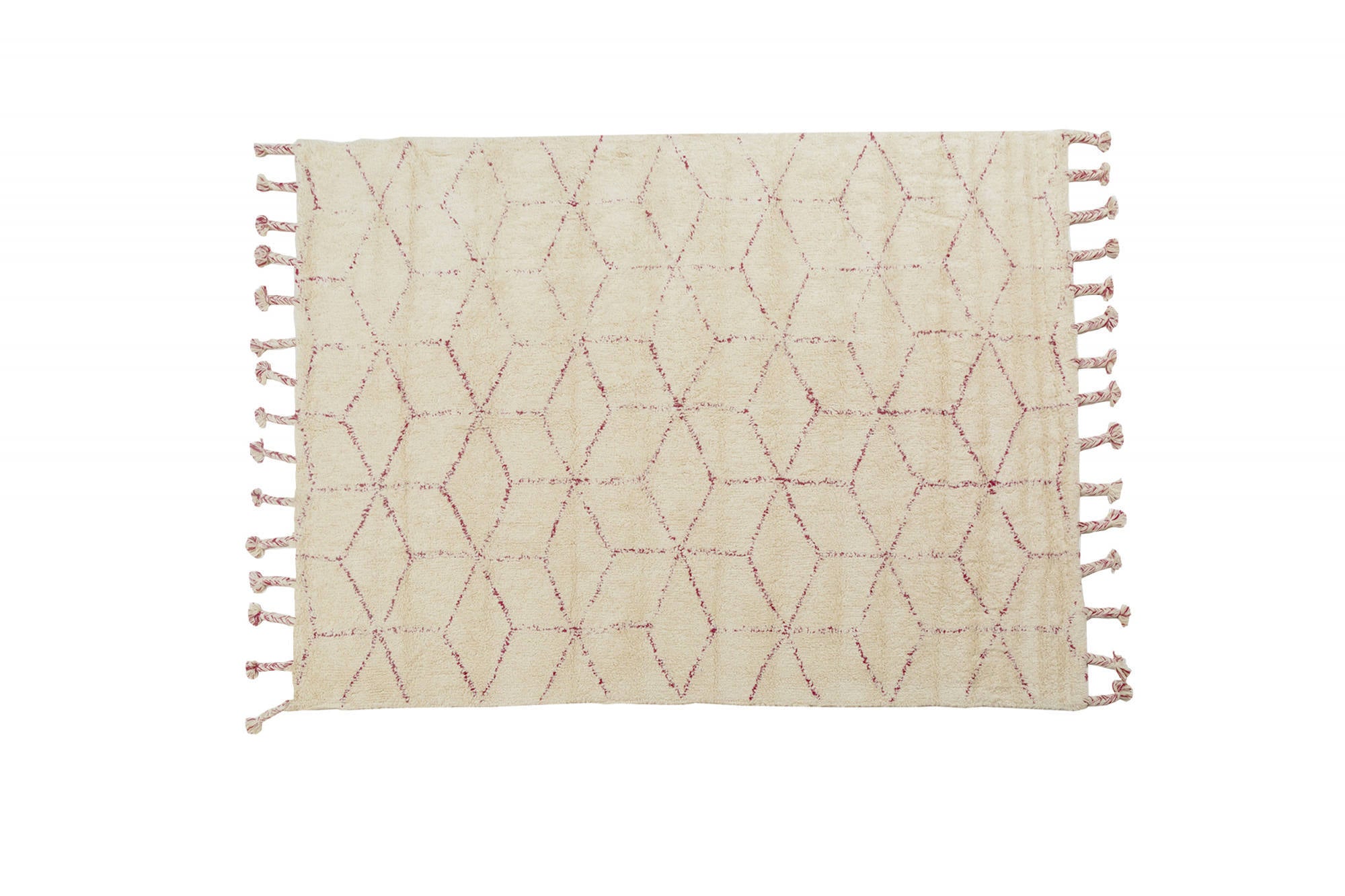 Tappeto moderno California, stile kilim, 100% cotone, avorio, 200x140cm