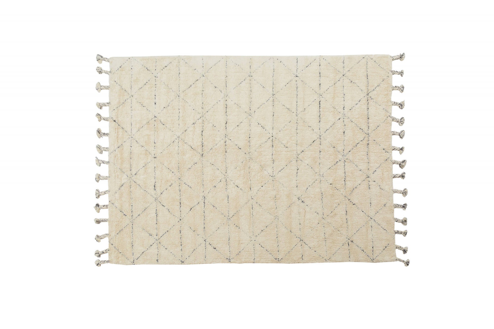 Tappeto moderno California, stile kilim, 100% cotone, avorio, 150x80cm